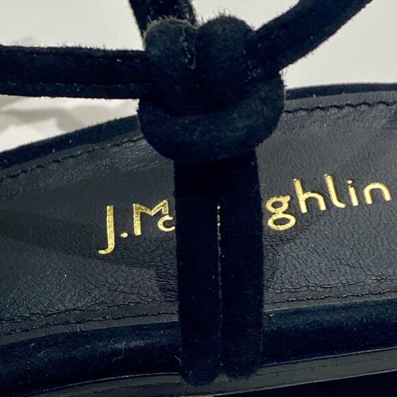 J Mclaughlin Delilah Womens 9.5 Black Suede Sandals Block Heel Leather Soles EUC - Picture 9 of 13